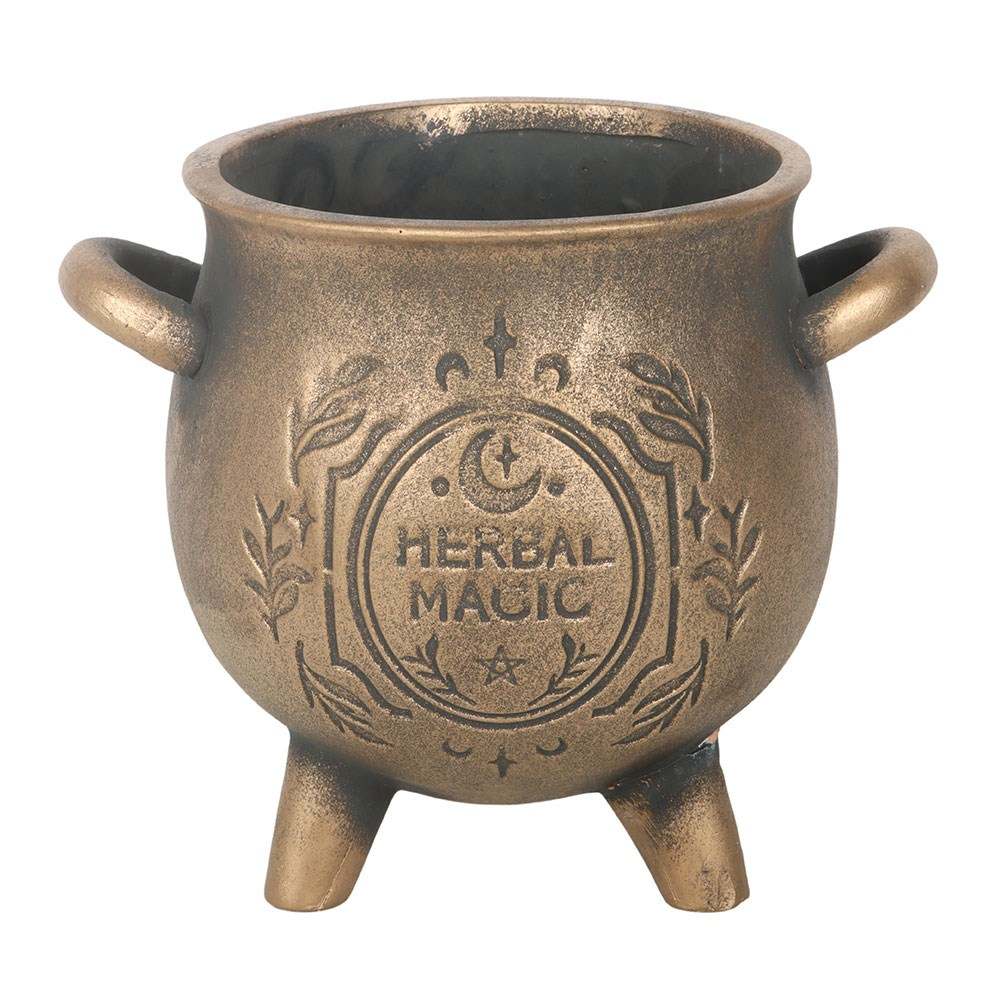 Something Different - Herbal Magic Bronze Effect Terracotta Cauldron Plantenpot - Bronskleurig